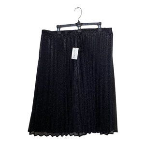 Metallic Black Below the Knee Knife Pleated